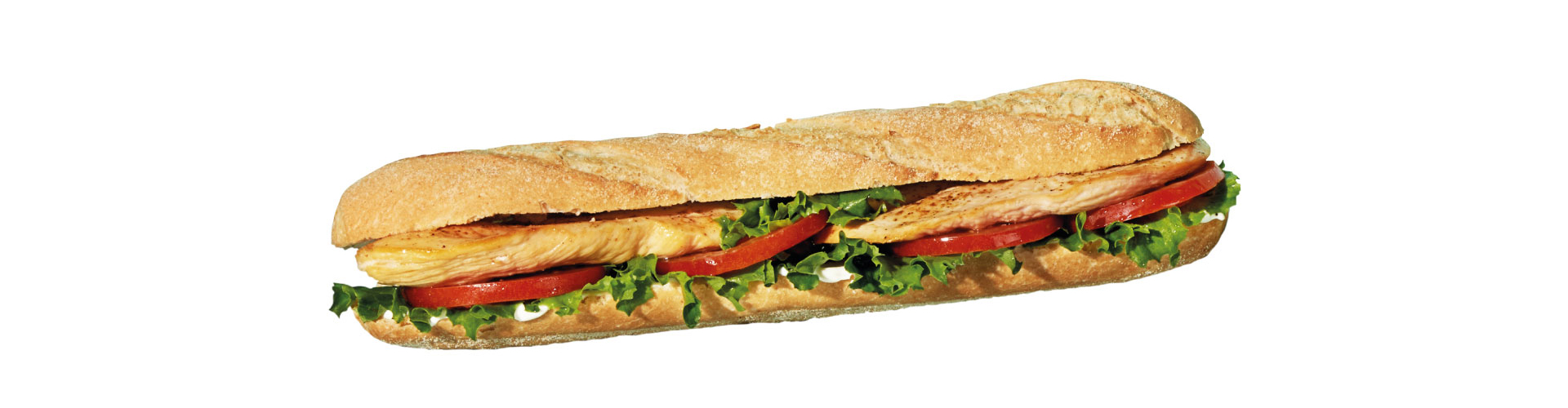 Bocadillo de pollo a la plancha con queso, tomate y lechuga