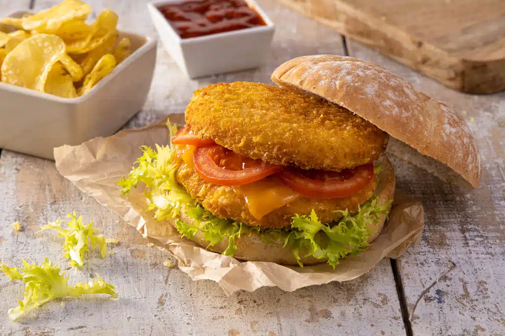 Hamburguesa de pollo crujiente