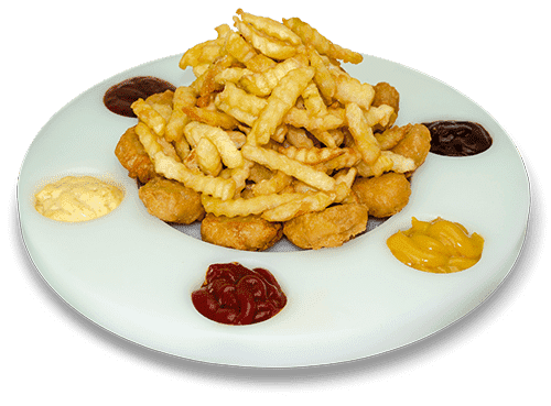 Tabla de patatas con 6 salsas